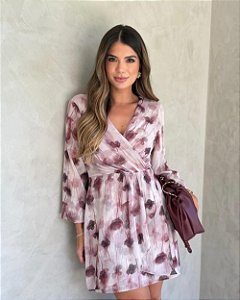 Vestido Curto Transpasse Estampa Exclusiva Donna Ritz