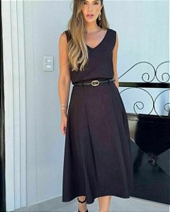 Saia Midi Com Pregas Toscana Doce Flor