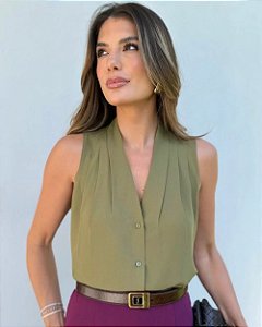 Regata Com Pregas No Ombro Doce Flor