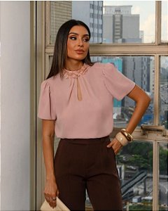 Blusa Em Crepe Manga Curta Gota Milalai
