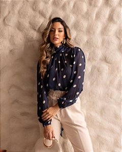 Blusa Estampa Exclusiva Poás Gola Laço