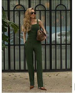 Conjunto Em Alfaiataria Cropped E Calça Lapela