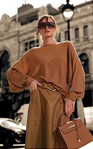 Blusa Em Tricot Morcego Manga Bufante