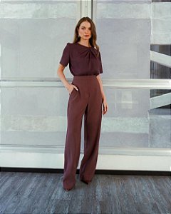 Calça Reta Twill Em Alfaiataria Donna Ritz