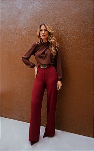 Calça Reta Em Alfaiataria Span Donna Ritz