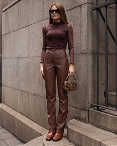 Calça Skinny Em Couro Like