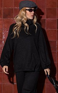 Blusa Em Tricot Manga Longa Com Gola Alta