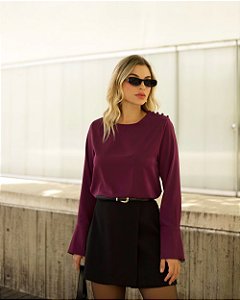 Blusa Manga Longa Satin Doce Flor