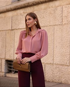 Camisa Em Crepe Com Martingale Ombros Milalai