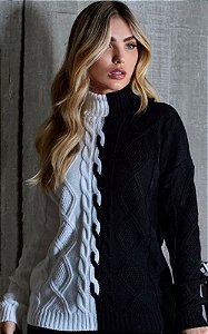 Blusa Em Tricot Tranças Central Bicolor