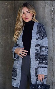Casaco Tricot Mescla Listras