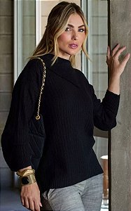 Blusa Tricot Mullet Zíper Ombro