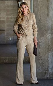 Calça Reta Em Tweed