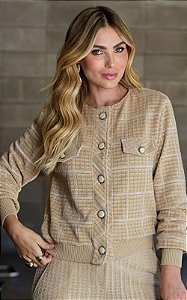 Jaqueta Tweed Manga Longa