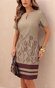 Vestido Tubo Manga Curta Flores