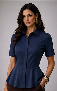 Camisa Tricoline Peplum Kesses