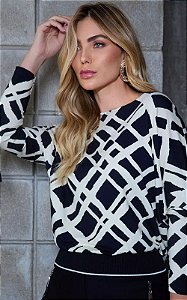 Blusa Malha Martingale Decote Canoa