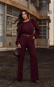 Calça Em Malha Texturizada Com Bolso Faca e Posterior