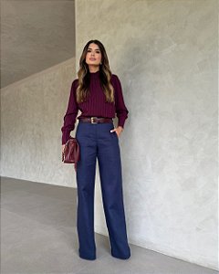 Calça Reta Linho Doce Flor