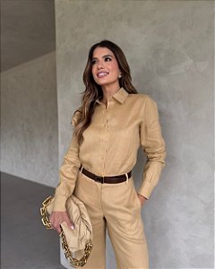 Camisa Em Linho Manga Longa Doce Flor