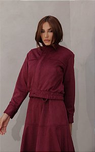 Jaqueta Em Suede Gola Alta