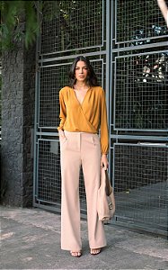Blusa Em Crepe Transpassada e Pregas Donna Ritz