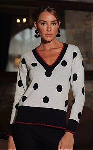 Blusa Tricot Jacquard Poá