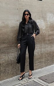 Camisa Crepe Poás Com Renda