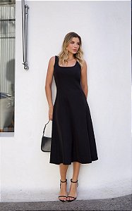 Vestido Midi Alfaiataria Evase Doce Flor