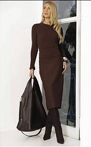 Saia Midi Reta Com Pala Tricot