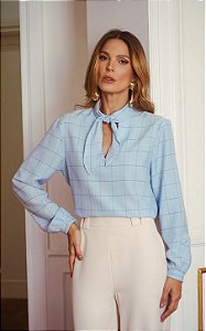 Blusa Manga Longa Xadrez Donna Ritz