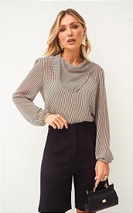 Blusa Lenço Chiffon Listrada Donna Ritz