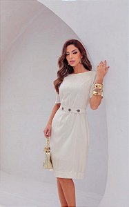 Vestido Tubo Alfaiataria Gola Canoa