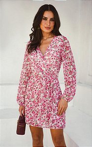 Vestido Curto Yoryu Floral Transpassado Donna Ritz