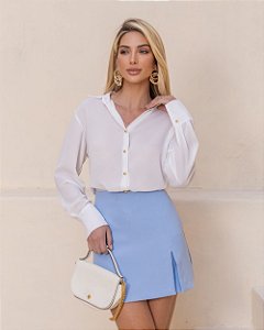 Camisa Crepe Com Botão Dourado Milalai