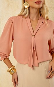 Blusa Em Crepe Manga 3/4 Doce Flor