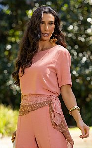Blusa Em Crepe Alfaiataria Com Faixa Amarração