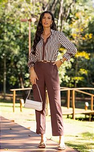 Camisa Listrada Em Viscose