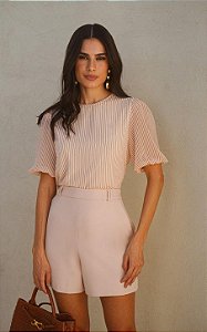 Blusa Manga Balone Chiffon Listras Donna Ritz