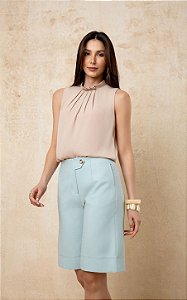 Blusa Em Crepe Regata Pregas Doce Flor