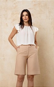 Blusa Manga Curta Babado Duplo Doce Flor