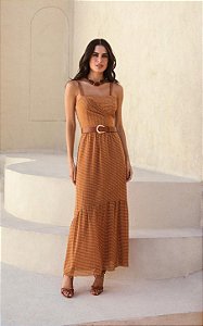 Vestido Longo Yoryu Mini Poá Donna Ritz