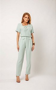 Calça Viscose Cenoura Com Lapela Doce Flor