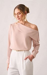 Blusa Crepe Assimétrica Com Botão Punho Milalai