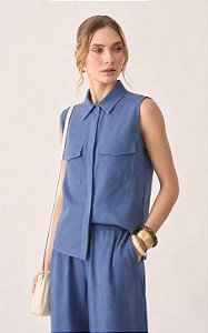 Colete Em Viscose Com Bolsos Frontais Milalai