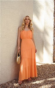 Vestido Longo Yoryu Franzido Donna Ritz