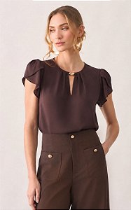 Blusa Em Crepe Com Fivela Dourada Milalai