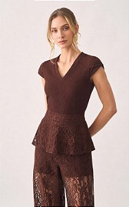 Blusa Malha Maquinetada Decote V Milalai