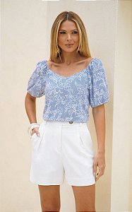 Blusa Em Viscose Listra Floral Donna Ritz