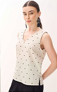 Regata Em Viscose Misto e Bolinhas em Relevo Milalai